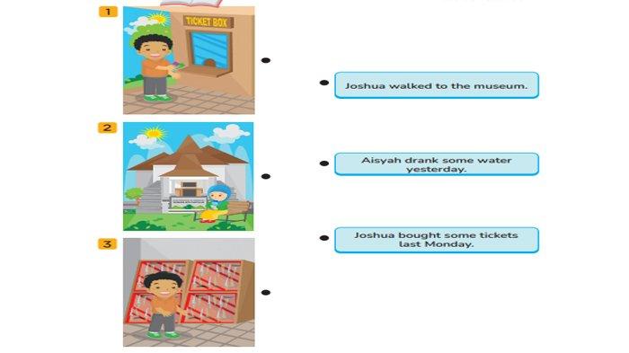 ILUSTRASI KUNCI JAWABAN : Answer Key Grade 6 English Pages 19 20 21 Look and Match Unit 2 My Next Words Merdeka Curriculum. The answer key for the Grade 6 English on pages 19 20 21 Look and Match Look at the pictures and match them with the sentences Unit 2 We went to a museum last week in the My Next Words textbook Merdeka Curriculum edition, published by the Kemendikbudristek, first print, 2022.