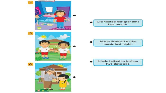 ILUSTRASI KUNCI JAWABAN : Answer Key Grade 6 English Pages 19 20 21 Look and Match Unit 2 My Next Words Merdeka Curriculum. The answer key for the Grade 6 English on pages 19 20 21 Look and Match Look at the pictures and match them with the sentences Unit 2 We went to a museum last week in the My Next Words textbook Merdeka Curriculum edition, published by the Kemendikbudristek, first print, 2022.