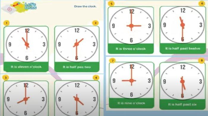 ILUSTRASI KUNCI JAWABAN : Kunci Jawaban Bahasa Inggris Kelas 4 Halaman 84 85 Let's Draw It Is Eleven O’clock