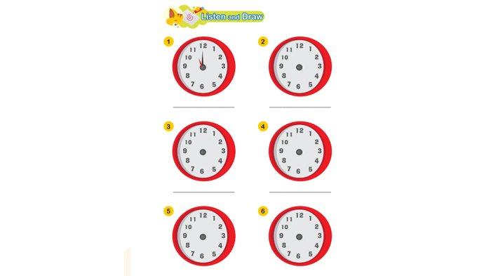 ILUSTRASI KUNCI JAWABAN : Kunci Jawaban Bahasa Inggris Kelas 4 Halaman 89 Listen and Draw Unit 8 Be on Time.