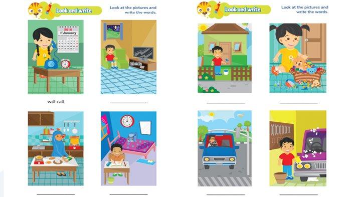 ILUSTRASI KUNCI JAWABAN : Kunci Jawaban Bahasa Inggris Kelas 6 Halaman 79 80 Look and Write Unit 8 I will go to Dufan