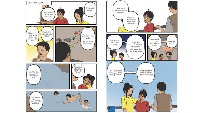 ILUSTRASI KUNCI JAWABAN : Answer Key for English Grade 8 Pages 188 189 Section 2 - Listening Part 1 At Sungai Lestari Unit 1. The answer keys for English Grade 8 pages 188 189 Section 2 - Listening Listen to Audio Part 1 At Sungai Lestari Worksheet 4.2 and Worksheet 4.3 Unit 1 Did it Rain Last Night Chapter 4 No Littering based on the English for Nusantara textbook for SMP and MTs, Merdeka Curriculum edition, published by the Kemendikbudristek, first print, 2022.