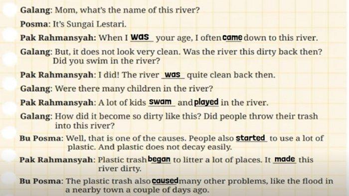 ILUSTRASI KUNCI JAWABAN : Answer Key for English Grade 8 Pages 188 189 Section 2 - Listening Part 1 At Sungai Lestari Unit 1. The answer keys for English Grade 8 pages 188 189 Section 2 - Listening Listen to Audio Part 1 At Sungai Lestari Worksheet 4.2 and Worksheet 4.3 Unit 1 Did it Rain Last Night Chapter 4 No Littering based on the English for Nusantara textbook for SMP and MTs, Merdeka Curriculum edition, published by the Kemendikbudristek, first print, 2022.