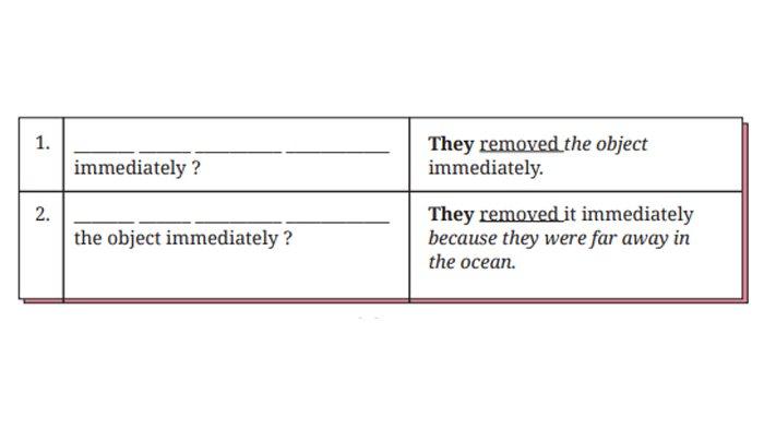 ILUSTRASI KUNCI JAWABAN : Kunci Jawaban Bahasa Inggris Kelas 8 Halaman 212 213 214 Section 4 - Language Focus Worksheet. Kunci jawaban Bahasa Inggris kelas 8 halaman 212 213 214 Section 4 - Language Focus Worksheet 4.12 Complete the following Wh- questions and Worksheet 4.13 Complete the following questions and Worksheet 4.14 Complete the following questions and Worksheet 4.15 Complete each of the following questions Unit 2 What Happened to the Sea Animals Chapter 4 No Littering sesuai buku paket English For Nusantara SMP dan MTs edisi Kurikulum Merdeka Kemendikbudristek cetakan pertama 2022.