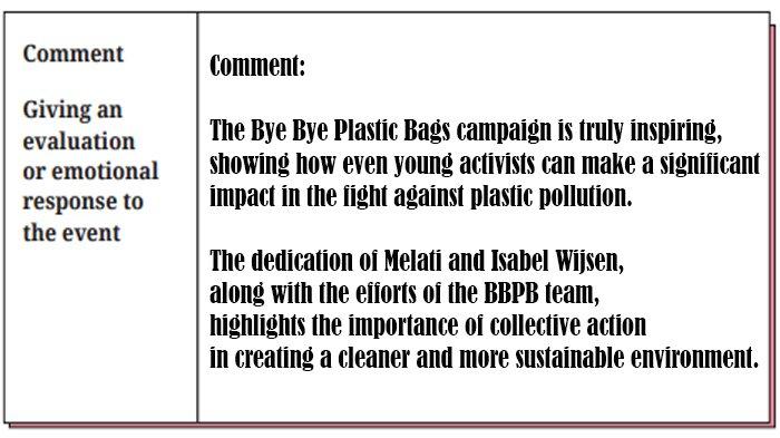 ILUSTRASI KUNCI JAWABAN : Kunci Jawaban Bahasa Inggris Kelas 8 Halaman 229 230 Section 5 - Viewing Unit 3 Chapter 4. Kunci jawaban Bahasa Inggris kelas 8 halaman 229 230 Section 5 - Viewing The following fact cards contain pieces of the Bye Bye Plastic Bags and Decide how you are going to introduce the topic and Write the series of events and Think of a inal comment for the event Unit 3 You Can Help Chapter 4 No Littering sesuai buku paket English For Nusantara SMP dan MTs edisi Kurikulum Merdeka Kemendikbudristek cetakan pertama 2022.