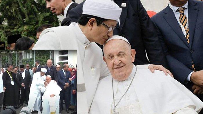 Momen Paus Fransiskus dan Imam Besar Masjid Istiqlal, Jakarta, Nasaruddin Umar, Kamis (5/9/2024).