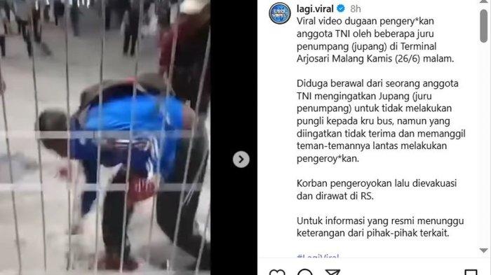 Seorang perwira TNI Angkatan Laut menjadi korban pengeroyokan brutal oleh sekelompok calo di Terminal Arjosari, Kota Malang, Jawa Timur, Kamis (26/6/2025) malam.