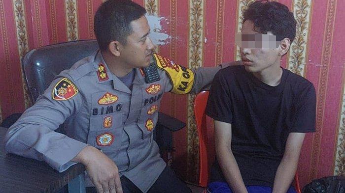Kapolres Bengkalis AKBP Setyo Bimo Anggoro saat melakukan interogasi pelaku perampokan yang menyebabkan terbunuhnya ART sesaat setelah berhasil diamankan
