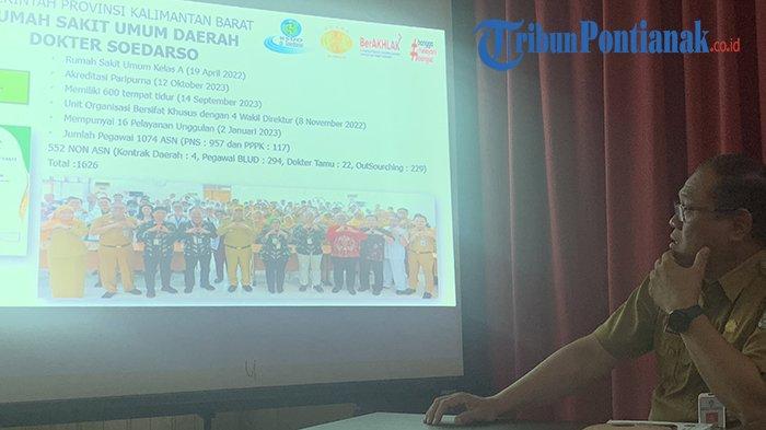 Direktur RSUD dr Soedarso Hary Agung Tjahyadi dalam gelaran ekspose capaian kinerja RSUD dr Soedarso, Rabu 3 Januari 2024.