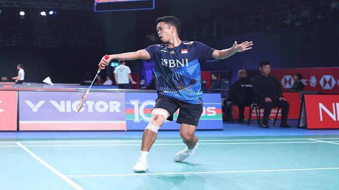 Aksi Anthony Sinisuka Ginting saat berlaga di turnamen BWF World Tour