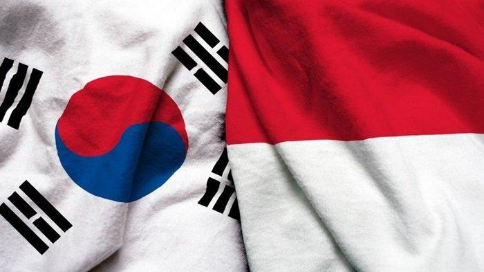 Bendera Korea Selatan dan Indonesia.