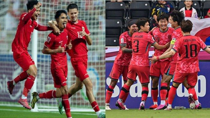 Kolase pemain Timnas Indonesia (kiri) dan Korea Selatan (kanan)