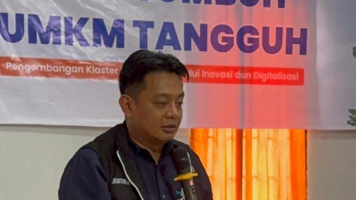 Pemimpin Cabang BRI Branch Office Pontianak, Yusuf Setiawan saat memberikan sambutan.