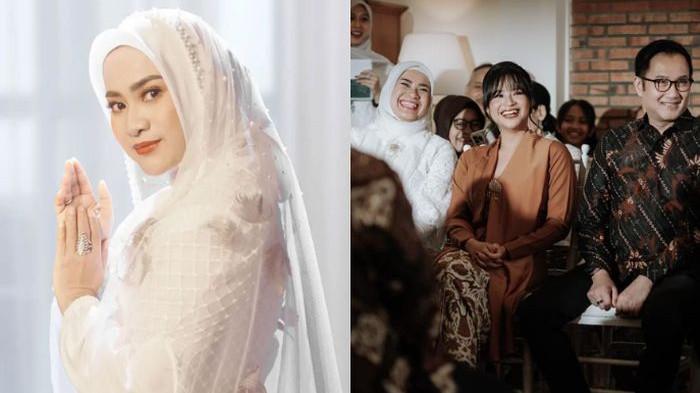Ikke dan Aldi tampak berdiri berdampingan di pelaminan