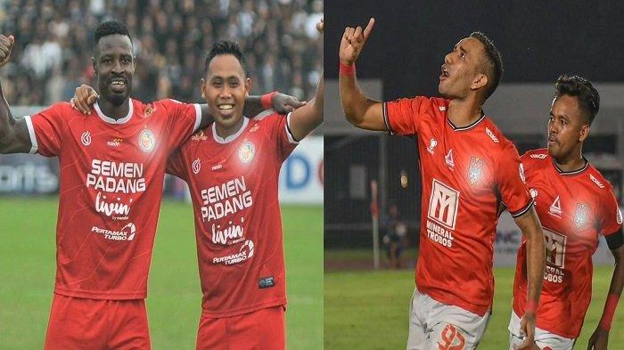Kolase pemain Semen Padang (kiri) dan Malut United. Kedua tim bentrok di Semifinal Liga 2 2023-2024