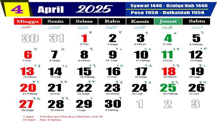 Kalender April 2025