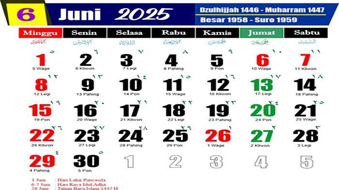 Kalender Juni 2025