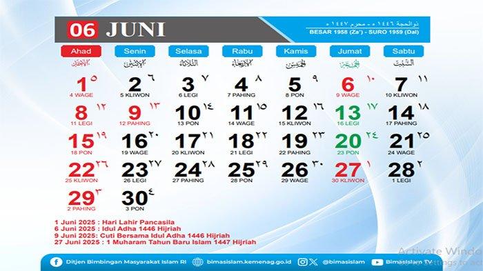 Tanggal 6 Juni 2025 Libur Apa? Cek Tanggal Merah Kalender Tahun Ini dan