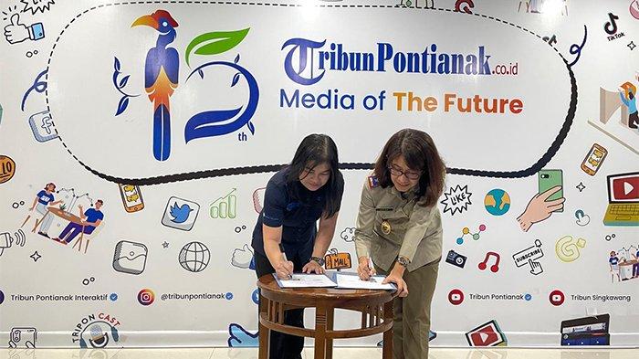 Kantor Wilayah Badan Pertanahan Nasional Provinsi Kalimantan Barat melakukan Penandatanganan Perjanjian Kerjasama dengan Tribun Pontianak di Kantor Harian Tribun Pontianak, Jalan Sungai Raya Dalam 24a, Kabupaten Kubu Raya, Senin 29 April 2024.