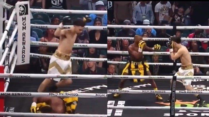 Kolase Tinju Dunia Chris Colbert (celana kuning) menghadapi Jose Valenzuela pada Maret 2023. Pada laga pertama tersebut Chris Colbert menang angka secara kontroversi