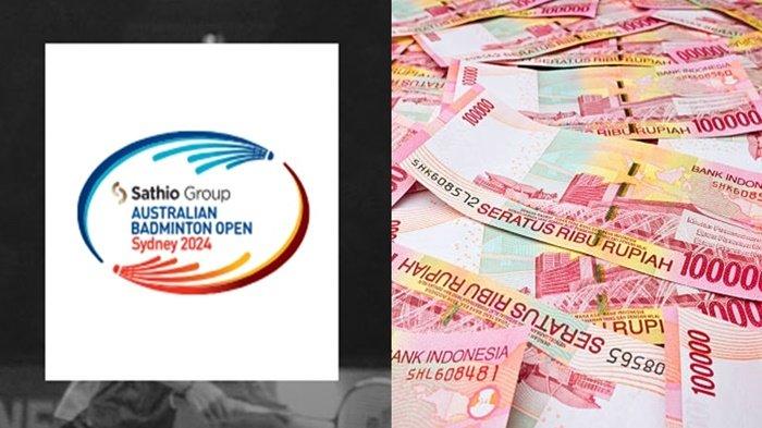Kolase logo Australia Open 2024 dan uang Rp. 100 ribuan