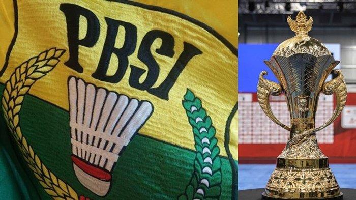 Kolase Logo PBSI dan Trofi World Junior Championships atau Piala Suhandinata