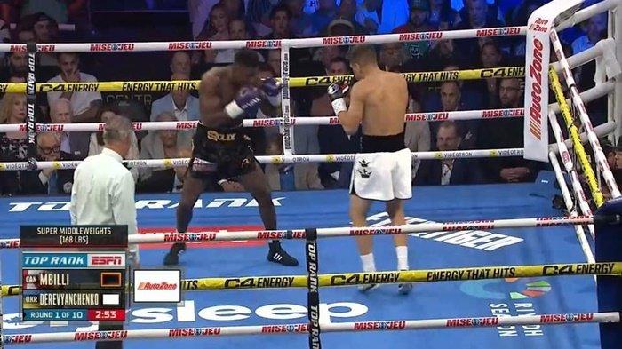 Potret cuplikan Tinju Dunia Christian Mbilli vs Sergiy Derevyanchenko Minggu 18 Agustus 2024.