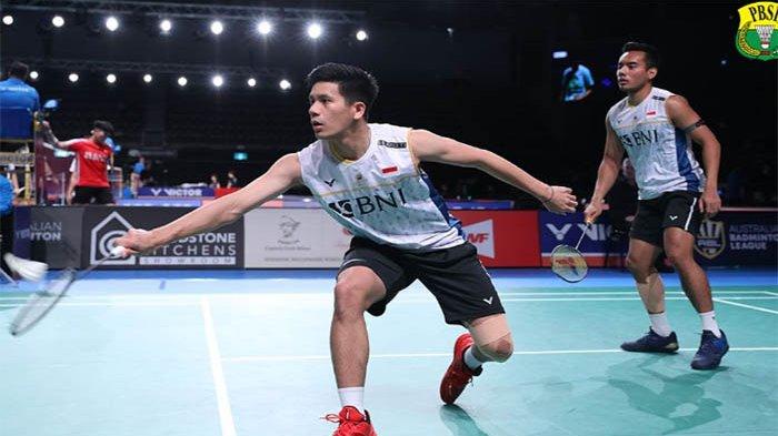 Pramudya/Yeremia saat tanding di Turnamen BWF