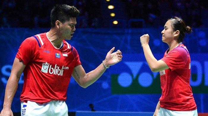 Selebrasi Praveen Jordan/Melati Daeva Oktavianti. Jordan/Melati turun di Japan Open 2023