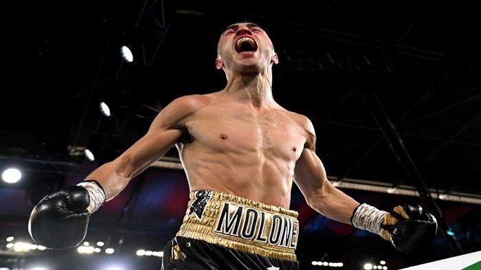 Selebrasi Jason Moloney petinju asal Australia. saudara Andrew Moloney ini pemegang gelar WBO dikelas bantam