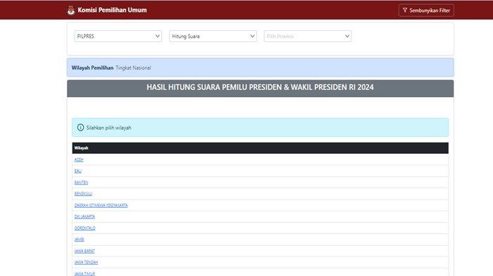 Tangkapan layar laman pemilu2024.kpu.go.id, Rabu 6 Maret 2024 pukul 12.20 WIB