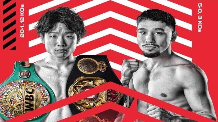 Flayer Tinju Dunia Kenshiro Teraji vs Anthony Olascuaga. Anthony Olascuaga takluk saat menghadapi Kenshiro Teraji