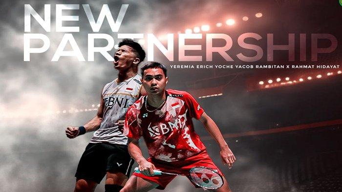 Yeremia Rambitan (jersey putih) dan Rahmat Hidayat (jersey merah), Keduanya menjalani debut di Thailand Masters 2024