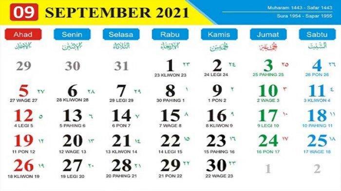 18 September 2021 Kalender Jawa Hari Apa Berapa Jumlah Hitungan Hari