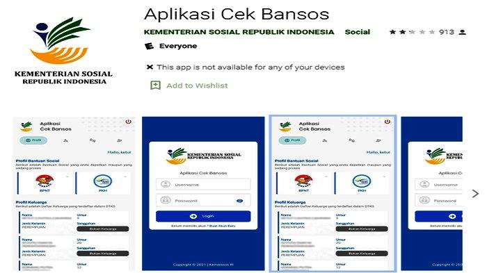 Tampilan aplikasi Cek Bansos pada platform Google Play Store.