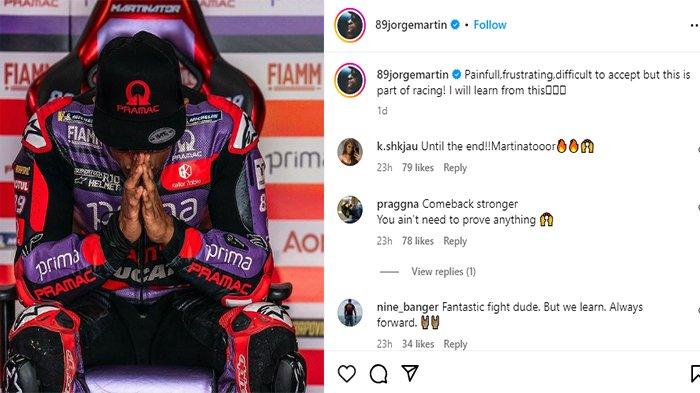 Tampak unggahan unggahan Instagram Jorge Martin usai Balapan MotoGP Jerman 2024 pada Minggu 7 Juli 2024 sehari lalu