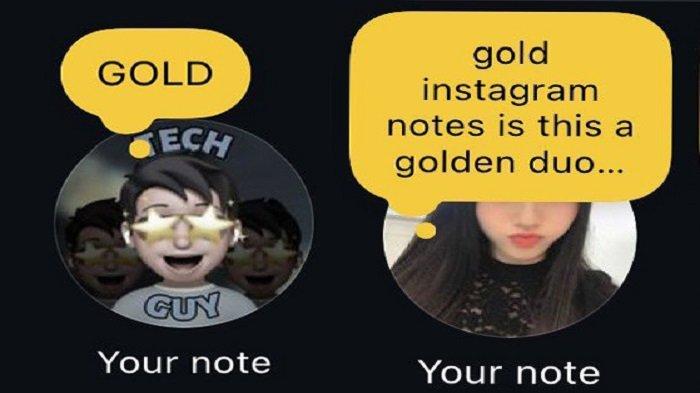 Contoh Instagram Notes yang berubah jadi warna emas. Fitur ini untuk menyemangati atlet yang tengah merebutkan emas di Olimpiade Paris 2024.