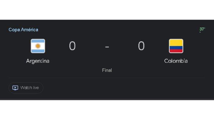 Babak Pertama Argentina Vs Kolombia Final Copa America 2024 Sedang