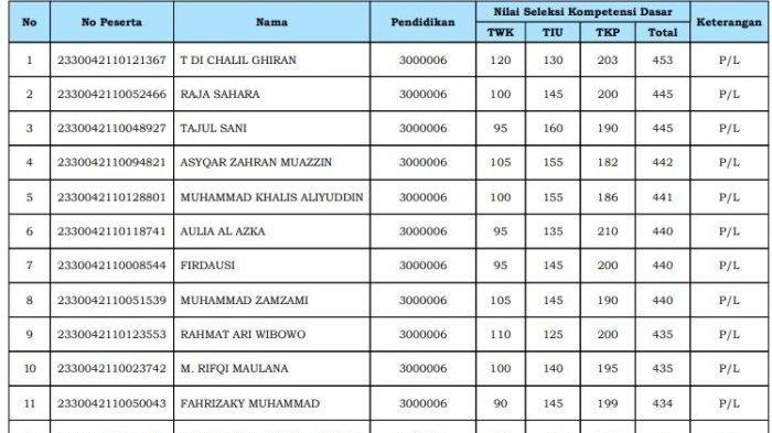Berikut Arti P, P/L, TL, TH, dan DIS Dalam Pengumuman Hasil SKD CPNS 2023, Lulus Kode yang Mana?