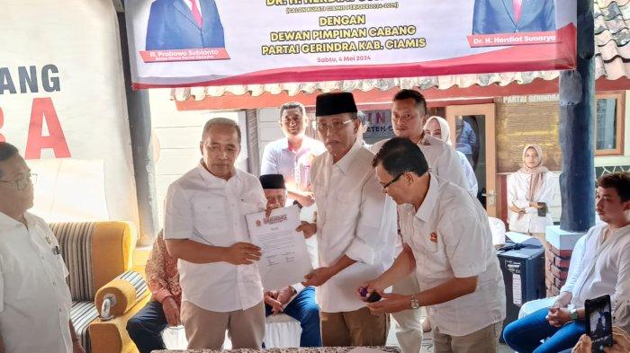 Silaturahmi Herdiat Sunarya ke Pengurus DPC Partai Gerindra Ciamis, Sabtu (4/5/2024).