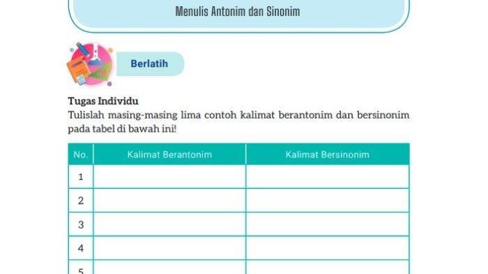Soal buku Bahasa Indonesia Kelas 8 halaman 102 Kurikulum Merdeka - Berlatih menulis Antonim dan Sinonim, Kegiatan 8, Bab 3.