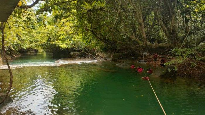 spot wisata dan suasana di sungai Citumang Pangandaran, Minggu (8/1/2023)