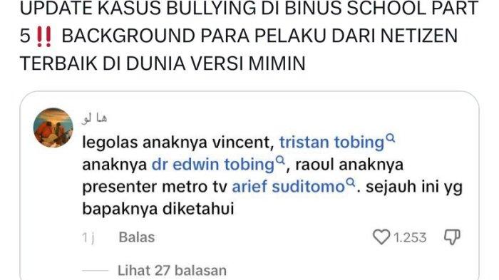 Selain Vincent Rompies Terungkap Pula Nama Pesohor Lainnya yang Anaknya Jadi Pelaku Bully Binus School