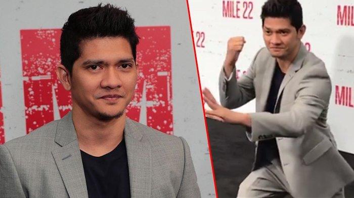 Iko Uwais saat menghadiri gala premiere film Mile 22 di California, AS