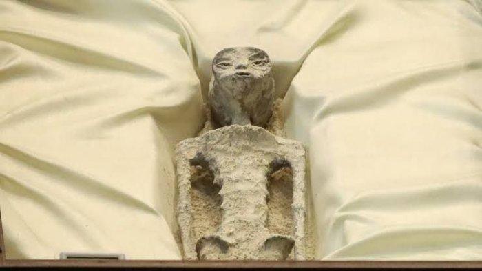 Jasad alien dipamerkan di Kongres Parlemen Meksiko, Selasa (12/9/2023).