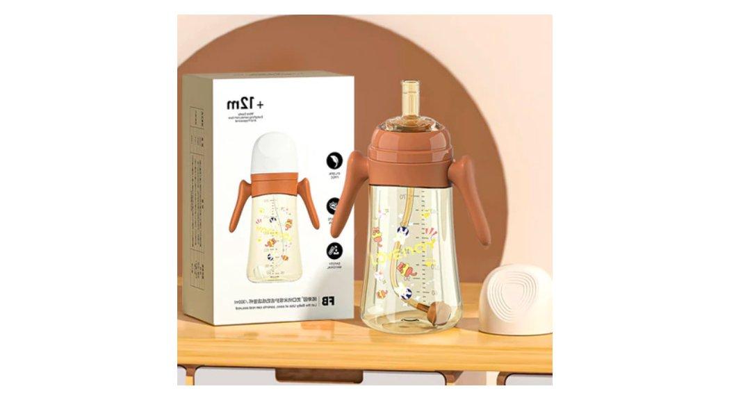 3 In 1 Botol Susu Bayi Wide Neck Botol Minum Bayi Anak Sedotan 300ML BPA Free