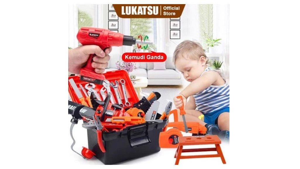 68PCS Mainan Toolbox Kit Simulation Bor Listrik Kit Perbaikan Mainan Set Alat Anak Laki-laki Simulasi Elektrik Alat