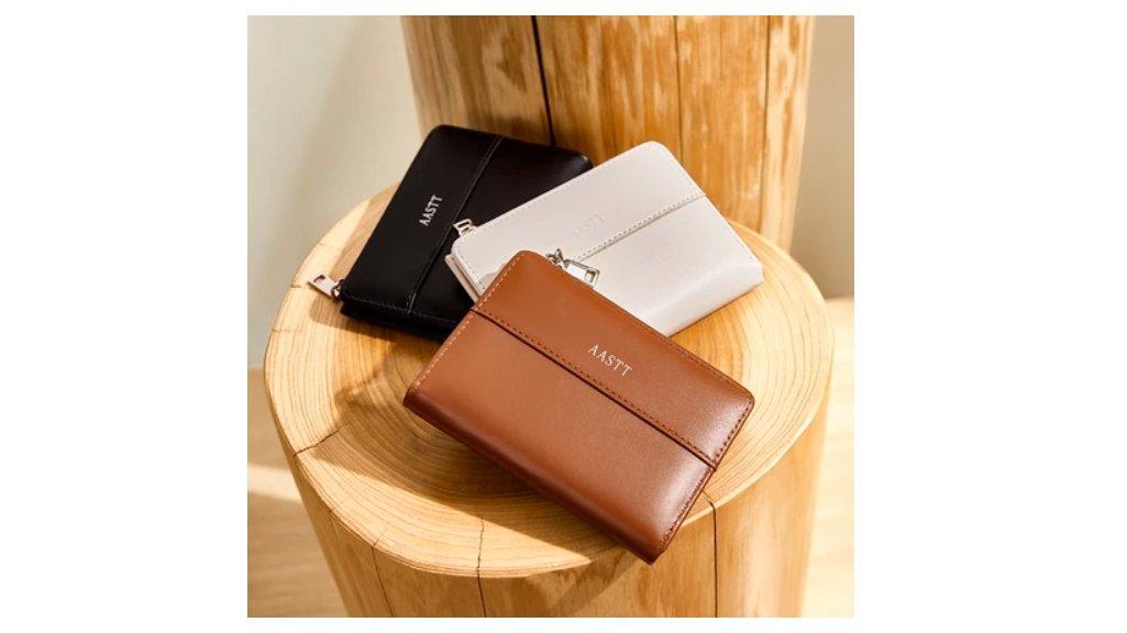AASTT Tas Dompet Wanita Koin Dompet Kartu Dompet Lipat Ritsleting Kulit PU
