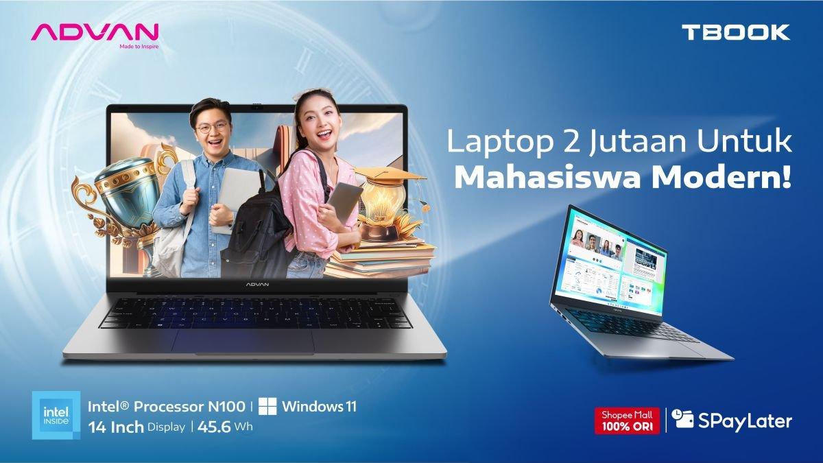 ADVAN TBOOK Intel Celeron N100 siap mendukung aktivitas pelajar, mahasiswa maupun pekerja