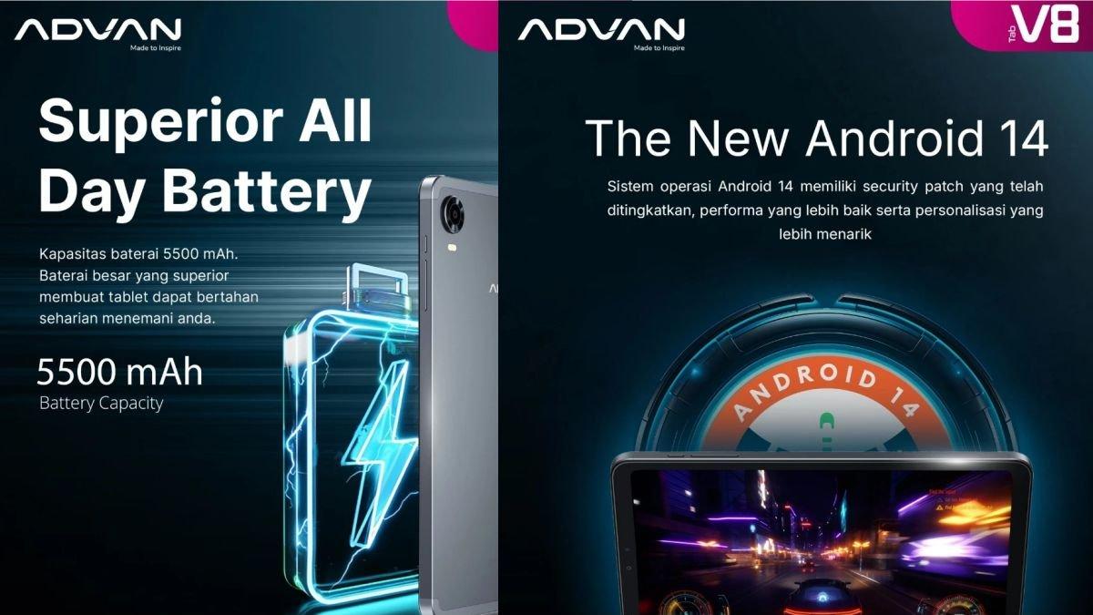Baterai ADVAN Tab V8 berkapasitas 5500 mAh